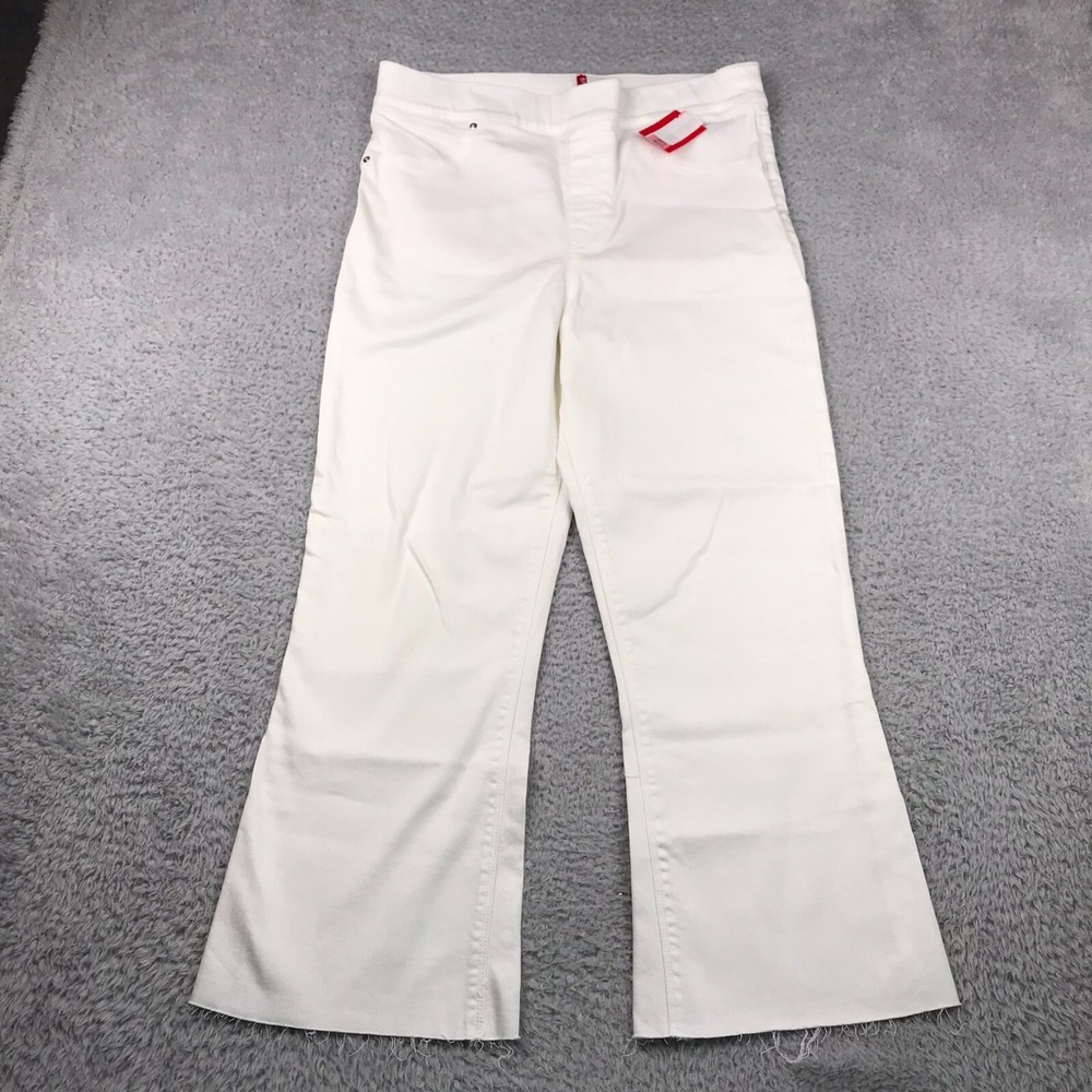 Spanx Jeans Womens XL White High Rise Pull On Cropped Flare Stretch NEW NWT